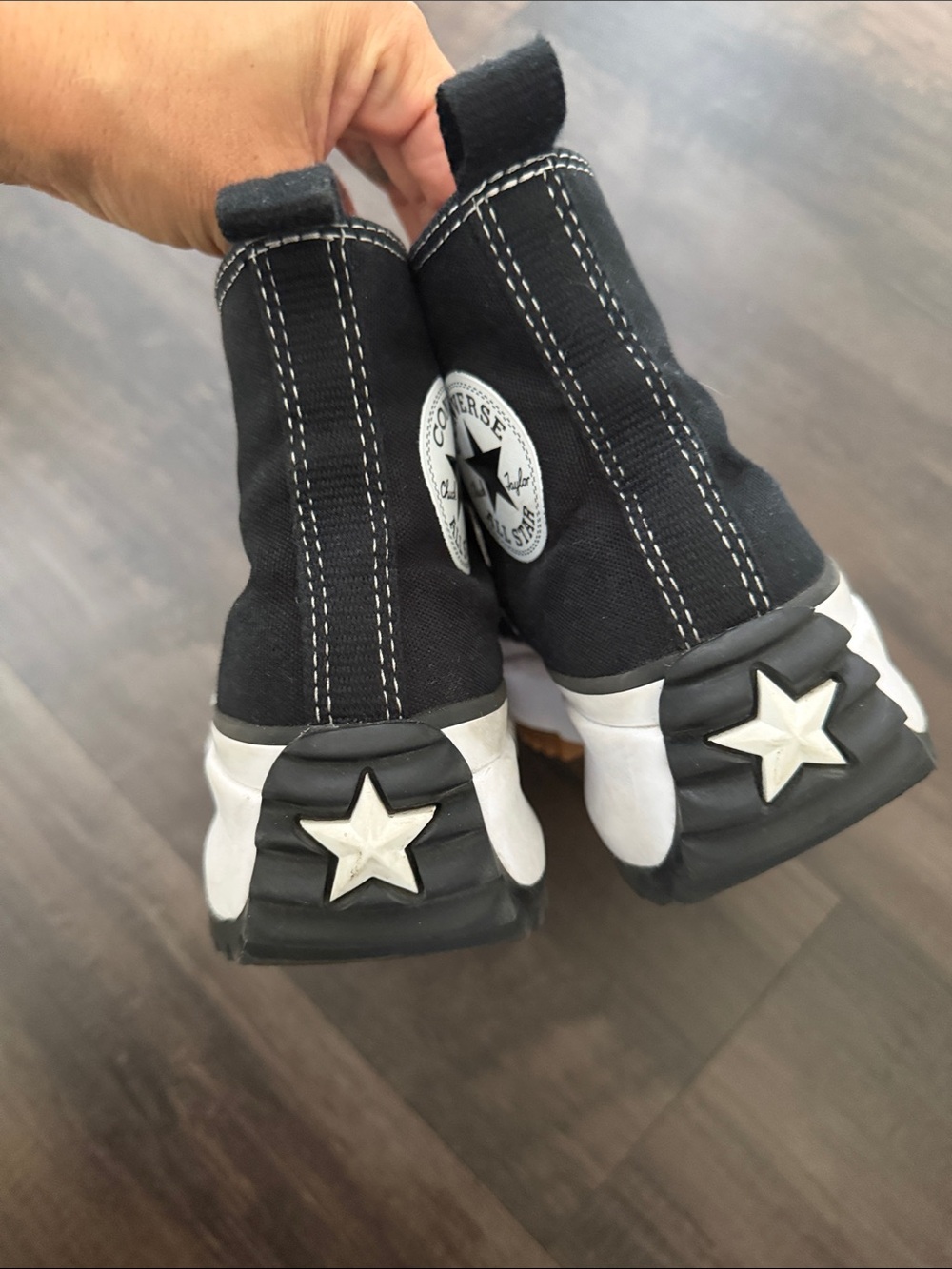 Converse Black and White Platform High-Top Sneakers - Picture 2 of 4